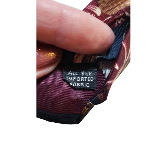 Vintage‎ Adolfo Abstract Blue Burgundy Silk Neck Tie Business Wedding Office - Picture 8 of 12